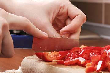 Image showing Chopping vegetables