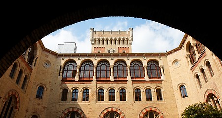 Image showing Neo-Byzantine building of Vienna Arsenal through the archway