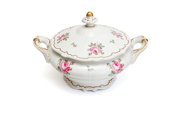 Image showing Vintage porcelain tureen isolated 