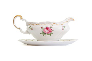 Image showing Vintage porcelain sauce-boat isolated