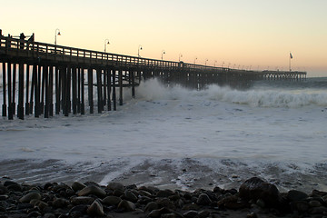 Image showing Ocean Wave Storm Pier