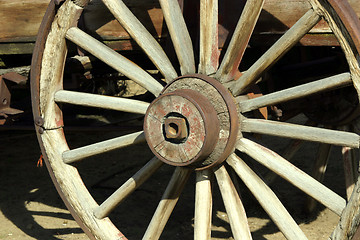 Image showing Old Antique Wagon Wheel