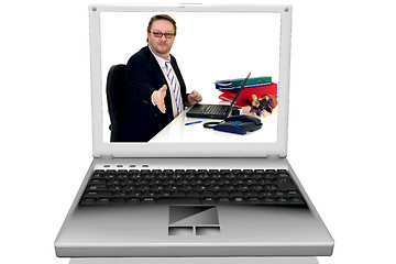 Image showing Businessman in laptop, notebook