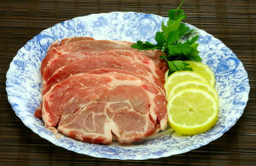 Image showing slices of fresh pork meat