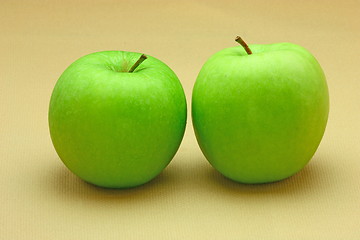 Image showing Two fresh green apples