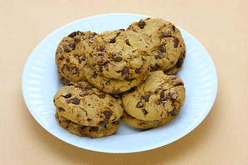 Image showing plate of fresh homemade peanut butter cookies