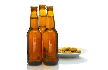 Image showing Bottles of Beer over White