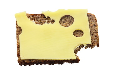 Image showing Some bread & cheese on the white background