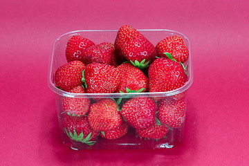 Image showing strawberry in plastic packaging
