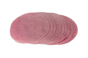 Image showing slices of ham isolated on the white background