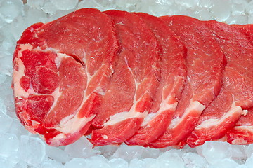 Image showing fresh pork on board ready to cook ice storage