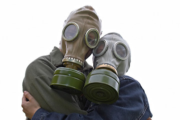 Image showing family portrait in gas-masks