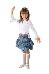 Image showing The girl in a jeans skirt