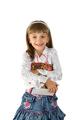 Image showing The girl with a gift box
