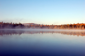 Image showing An autumn's landscape with fog