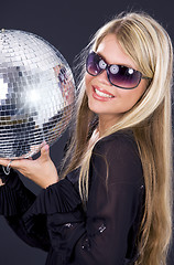 Image showing party girl with disco ball