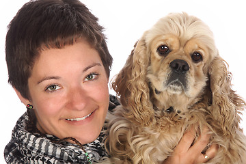 Image showing Girl and american cocker spaniel 