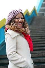 Image showing african girl in white coat