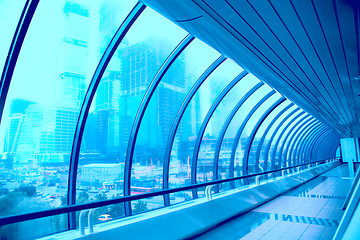 Image showing glass geometric corridor of the modern building