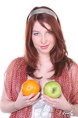 Image showing Pretty woman with fruit's