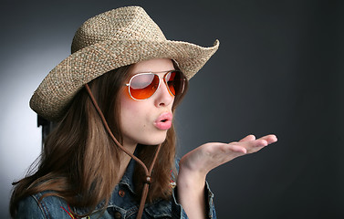 Image showing pretty girl in cowboy hat