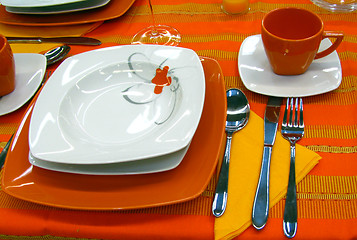 Image showing Orange table setting 2