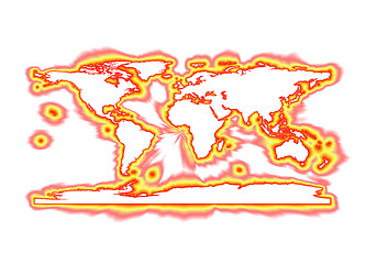 Image showing Fiery Outlined World Map