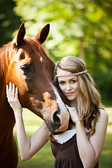 Image showing Girl with horse