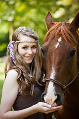 Image showing Girl with horse