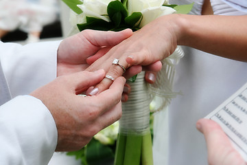 Image showing Exchanging wedding rings.