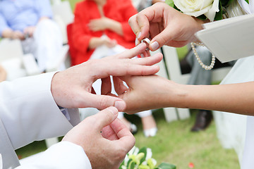 Image showing Exchanging wedding rings.