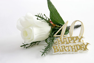 Image showing 40th Birthday sign and silk rose
