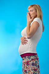 Image showing happy surprised pregnant woman