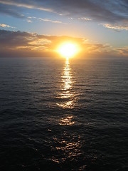 Image showing Sunset over the ocean