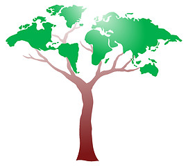 Image showing Worldmap on tree
