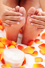 Image showing feet care in bed