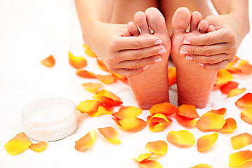 Image showing feet care in bed