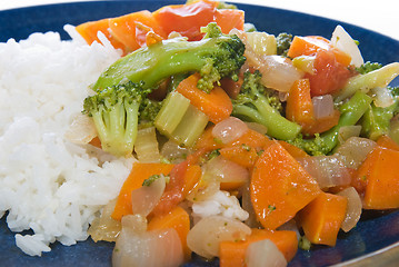 Image showing Stir-fried vegetables and rice