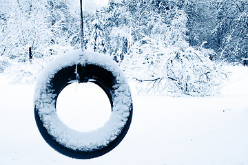 Image showing Lonely tire swing