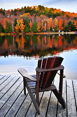 Image showing Wooden dock on autumn lake