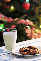 Image showing Milk and cookies for Santa