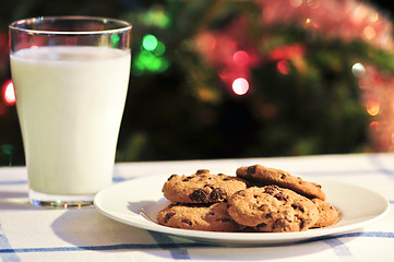 Image showing Milk and cookies for Santa