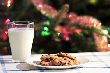 Image showing Milk and cookies for Santa