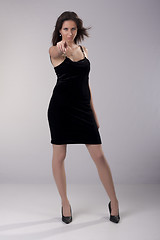 Image showing Beautiful Woman in short Black dress