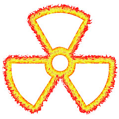 Image showing Fiery Outlined Radioactive Sign