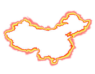 Image showing Fiery Outlined Map of China