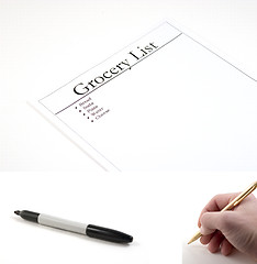 Image showing Grocery List - (marker and hand with pen included to be pasted)