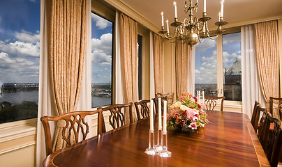 Image showing penthouse dining room with view new york city