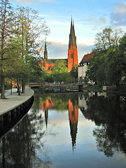 Image showing Reflection of Uppsala Cathedral