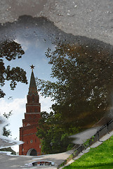 Image showing The Kremlin Borovitskaya tower on Red Square in Moscow